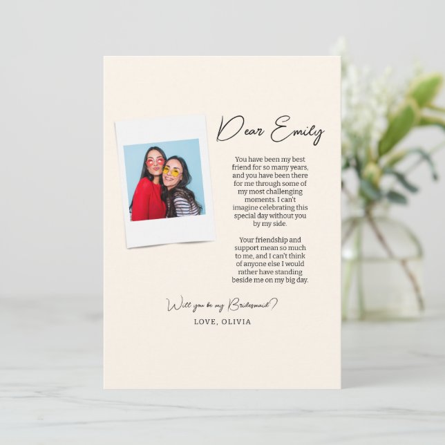 Will You Be My Bridesmaid, Bridesmaid Photo Card  (Standing Front)