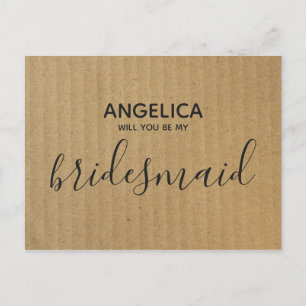 Will you be my bridesmaid Brown Kraft Paper Invitation Postcard