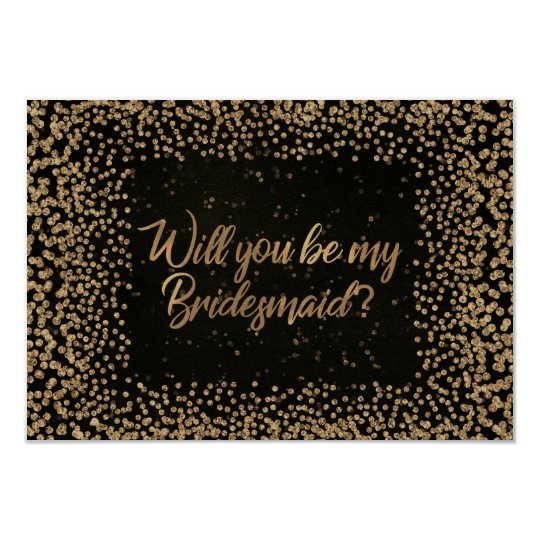 Will You Be My Bridesmaid Brown VIP Glitter Gold Card