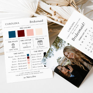 Will You Be My Bridesmaid? Calendar Details Card