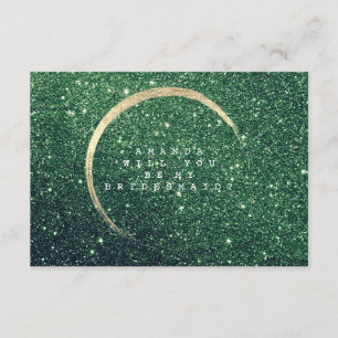 Will You Be My Bridesmaid Cali Green Gold Glitter Invitation