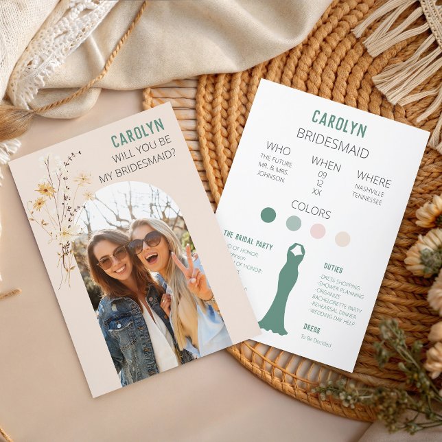 Will You Be My Bridesmaid? Card (Will You Be My Bridesmaid? Customize to your own phot and Color Palette!)
