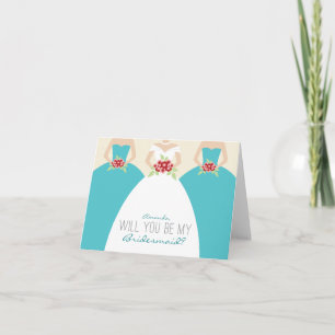 Will You Be My Bridesmaid Card (aqua)