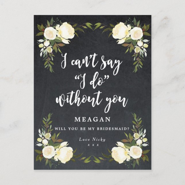 Will you be my bridesmaid card boho floral (Front)