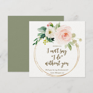 Will you be my bridesmaid card boho pink floral