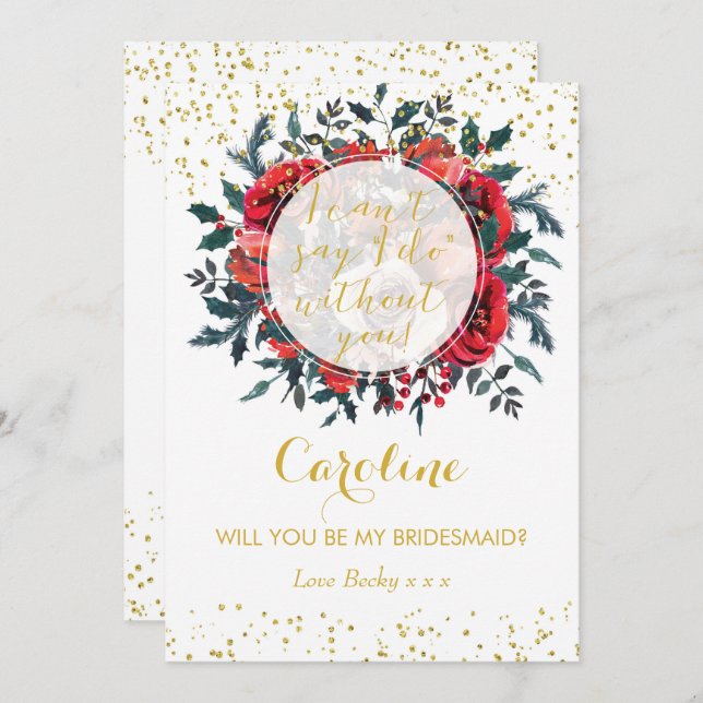 Will you be my bridesmaid card christmas glitter (Front/Back)