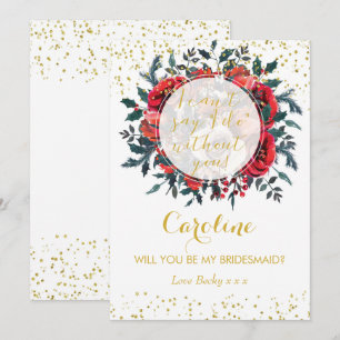 Will you be my bridesmaid card christmas glitter