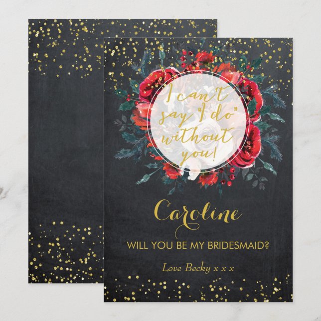 Will you be my bridesmaid card christmas glitter (Front/Back)