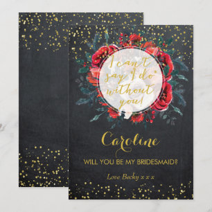 Will you be my bridesmaid card christmas glitter