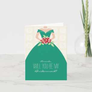Will You Be My Bridesmaid Card (emerald green)