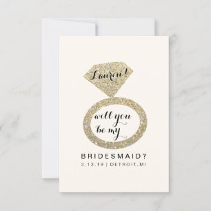 Will You Be My Bridesmaid Card - Glit Ring Fab W