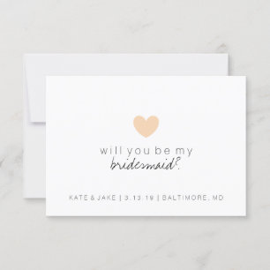 Will You Be My Bridesmaid Card - Heart Peach