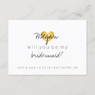 Will You Be My Bridesmaid Card - Heart's Fab2 Gold