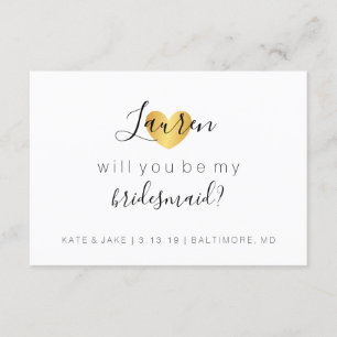 Will You Be My Bridesmaid Card - Heart's Glam Gold