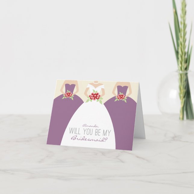 Will You Be My Bridesmaid Card (lavender) (Front)