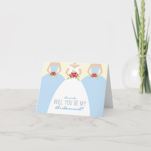Will You Be My Bridesmaid Card (light blue) (Front)