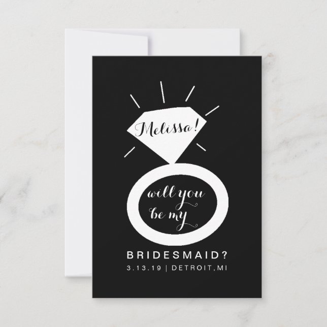 Will You Be My Bridesmaid Card - Ring Fab Black (Front)