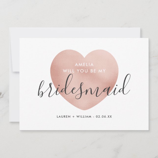 Will You Be My Bridesmaid Card - Rose Gold (Front)