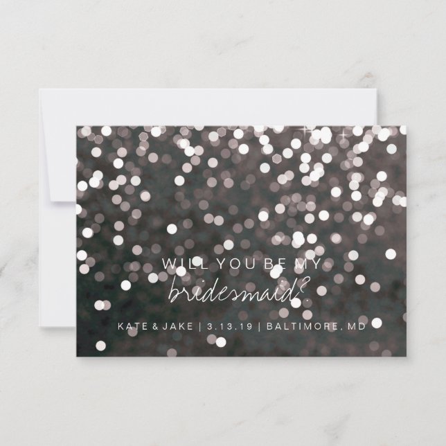 Will You Be My Bridesmaid Card -Sparkling Black (Front)