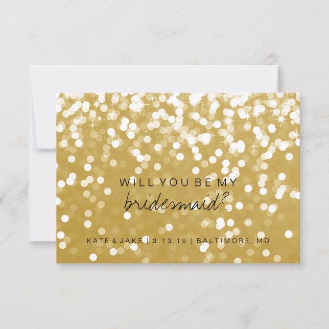 Will You Be My Bridesmaid Card - Sparkling Gold (Front)