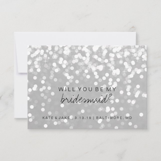 Will You Be My Bridesmaid Card - Sparkling Grey Si (Front)