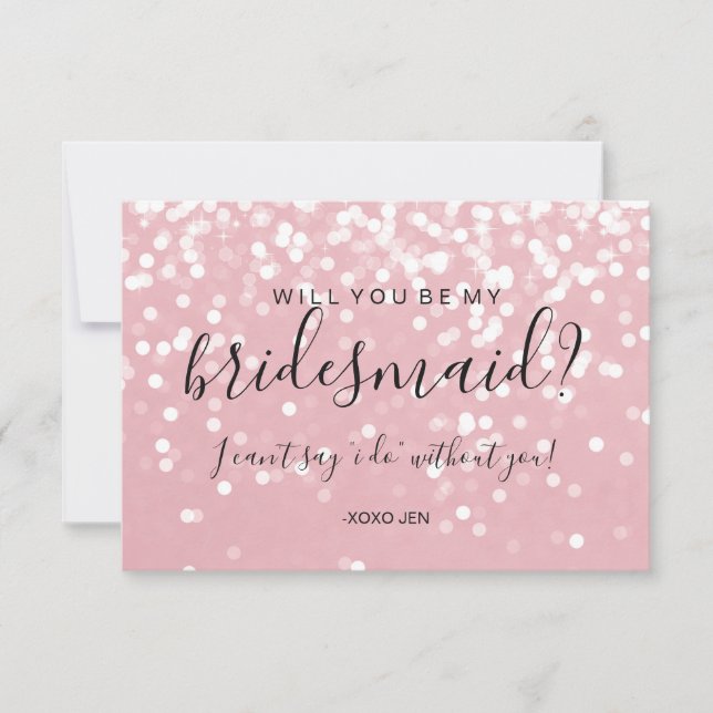 Will You Be My Bridesmaid Card - Sparkling Pink (Front)