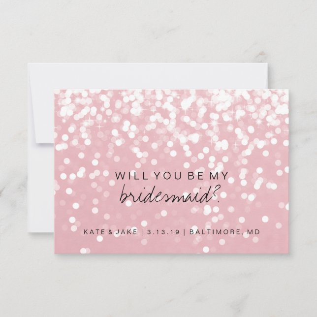 Will You Be My Bridesmaid Card - Sparkling Pink (Front)