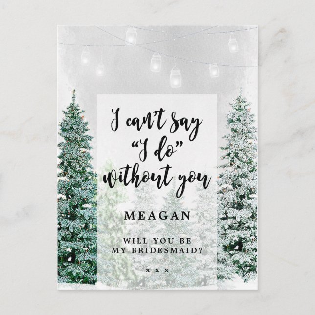 Will you be my bridesmaid card winter snow (Front)