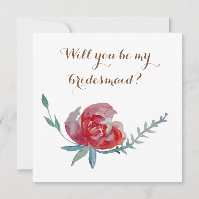 Will you be my  bridesmaid card with rose (Front)