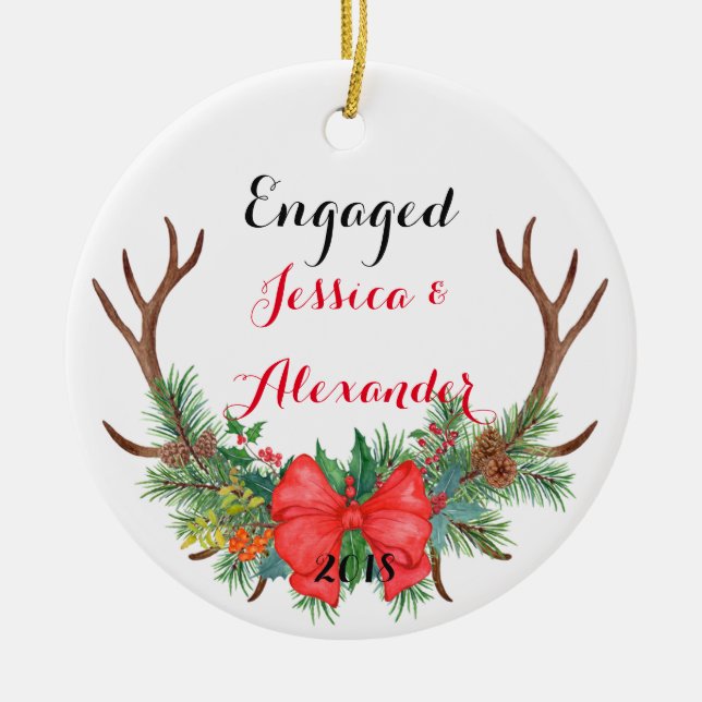 Will You Be My Bridesmaid Ceramic Antlers Ornament (Front)