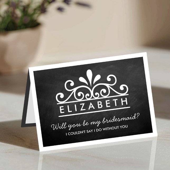 Will You Be My Bridesmaid? Chalkboard Tiara Card (Creator Uploaded)