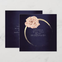 Will You Be My Bridesmaid Champaign Gold Rose Navy