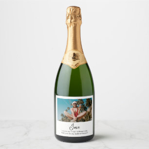 Will You Be My Bridesmaid Chic Minimal Photo Sparkling Wine Label