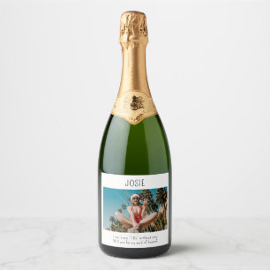 Will You Be My Bridesmaid Chic Minimal Photo Sparkling Wine Label