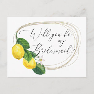 Will you be my bridesmaid. Citrus lemon wedding Invitation Postcard