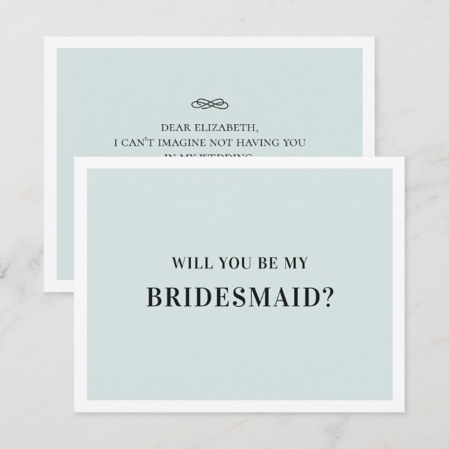 Will you be my bridesmaid. Classic grey and blue Invitation (Front/Back)