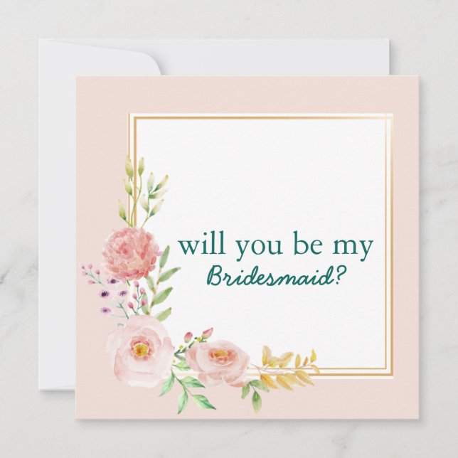 Will You Be My Bridesmaid Colourful Floral Pattern Invitation (Front)