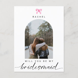 Will you be my Bridesmaid Coquette Bow Modern Postcard