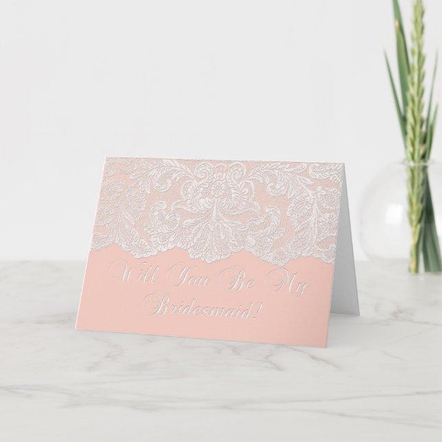 will you be my bridesmaid? coral invitation (Front)