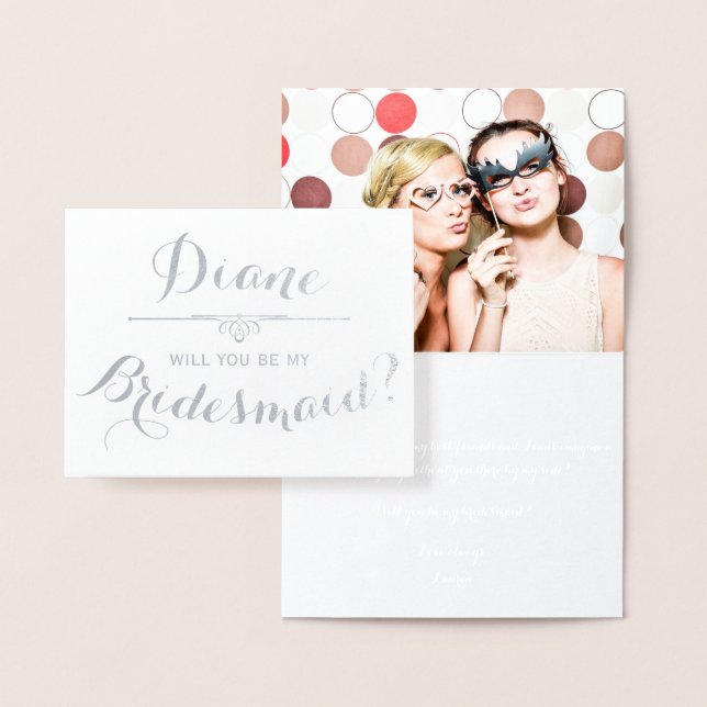 Will You Be My Bridesmaid? Cursive Personalised Foil Card (Display)