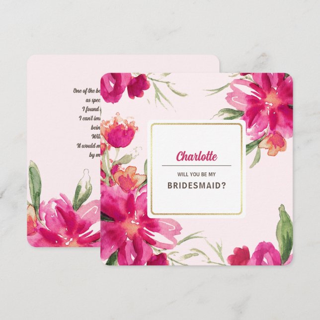 Will you be my Bridesmaid? Custom Invitation Cards (Front/Back)