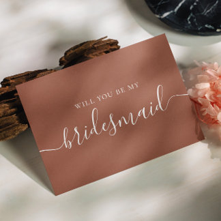 Will You Be My Bridesmaid | Deep Terracotta Fall Invitation Postcard