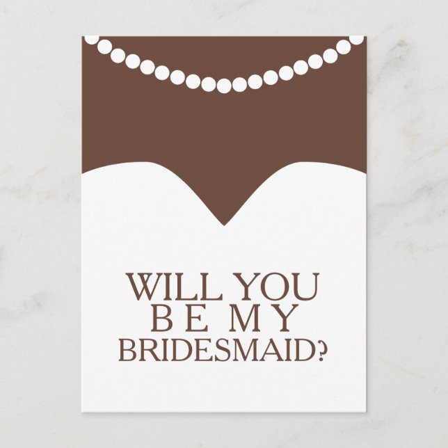 Will You Be My Bridesmaid Dress and Pearls Invitation Postcard (Front)