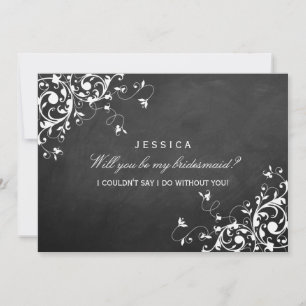 Will You Be My Bridesmaid Elegant Chalkboard Swirl Invitation