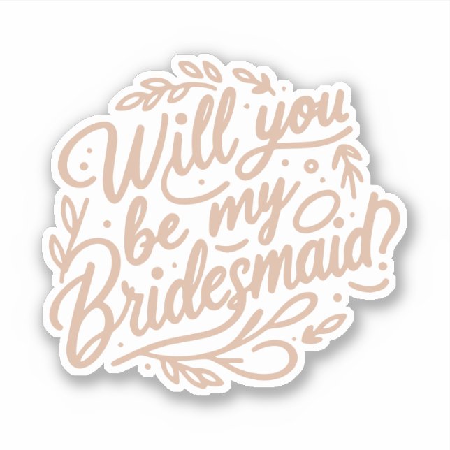 Will You Be My Bridesmaid? Elegant Foliage Pink (Front)