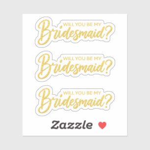 Will You Be My Bridesmaid elegant Gold Glitter 