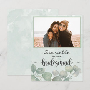 will you be my bridesmaid Elegant green watercolor