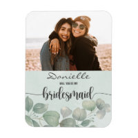 Will You Be My Bridesmaid Elegant green watercolor
