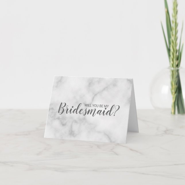 Will You Be My Bridesmaid? Elegant Marble Script Invitation (Front)