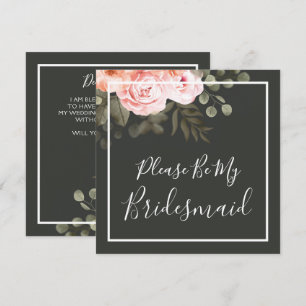 Will You Be My Bridesmaid Elegant Pink Floral Card